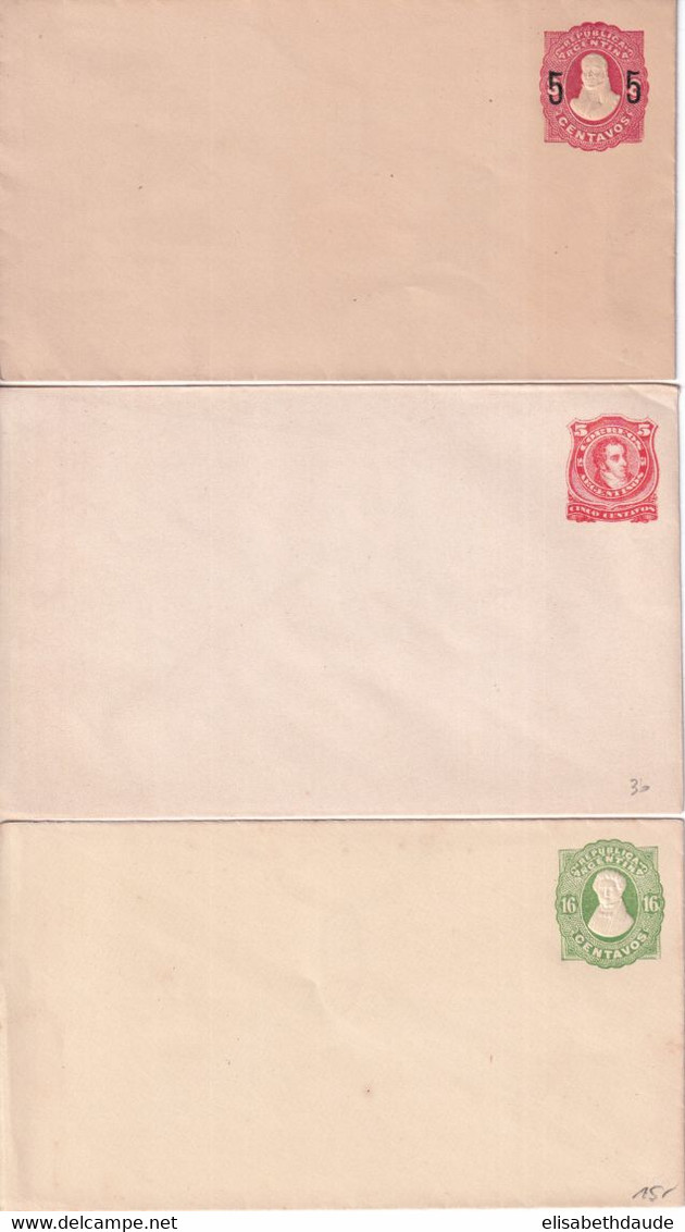 ARGENTINA - ENTIER POSTAL - 3 ENVELOPPES NEUVES - Enteros Postales