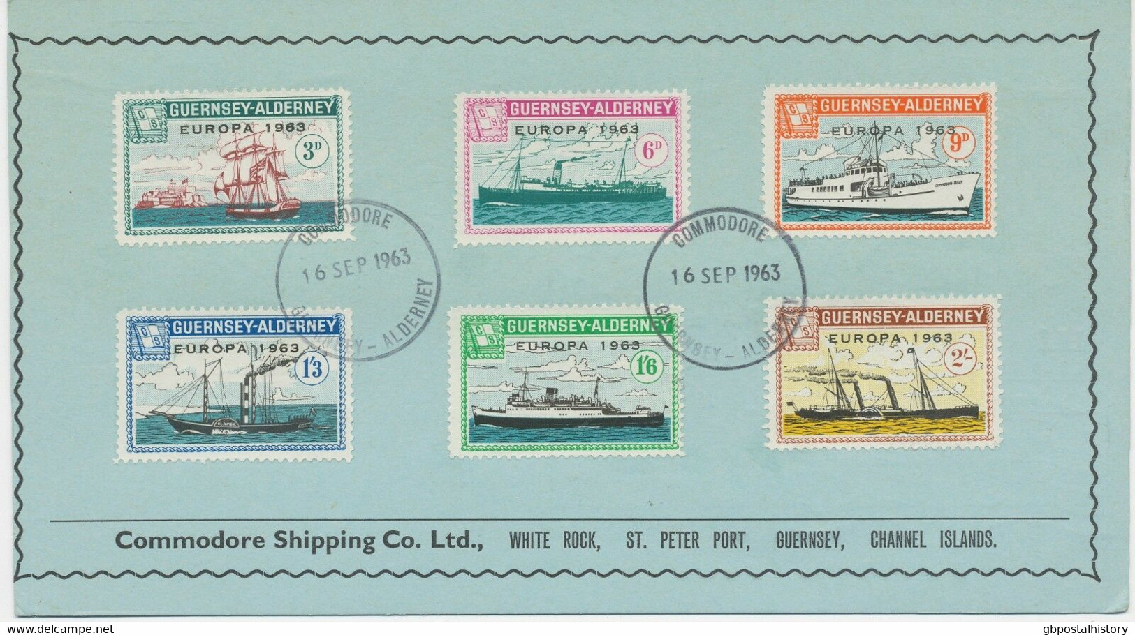 GB REGIONALS ALDERNEY 1963 Commodore Shipping Co Europa 1963-Overprint-Issue FDC - Alderney