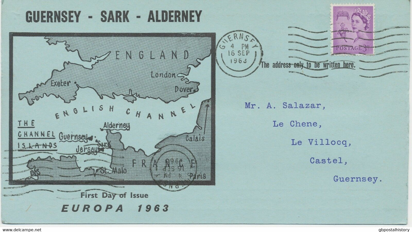 GB REGIONALS ALDERNEY 1963 Commodore Shipping Co Europa 1963-Overprint-Issue FDC - Alderney