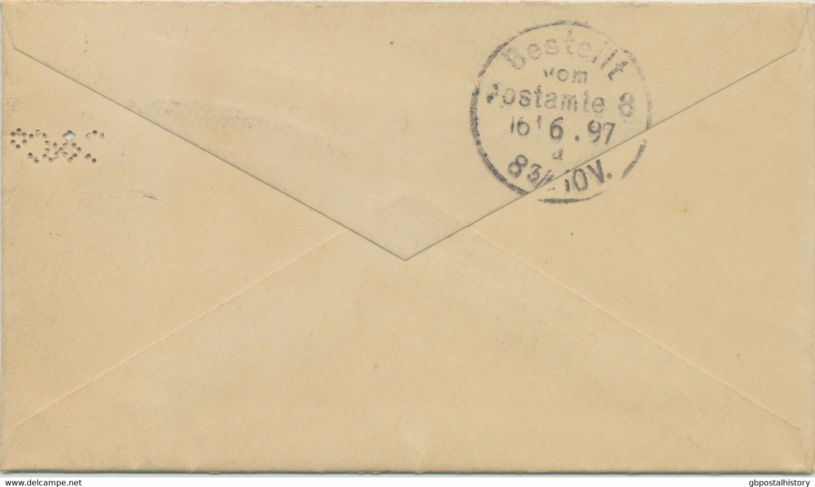 GB 1897 QV 1D Rosepostal Stationery Env Uprated W Jubilee 1 1/2D BOTH PERFINS R! - Perforés