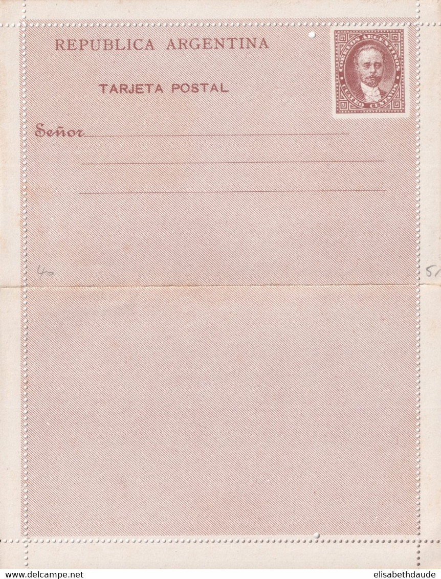 ARGENTINA - CARTE LETTRE ENTIER POSTAL NEUVE - PETIT TROU - Postal Stationery