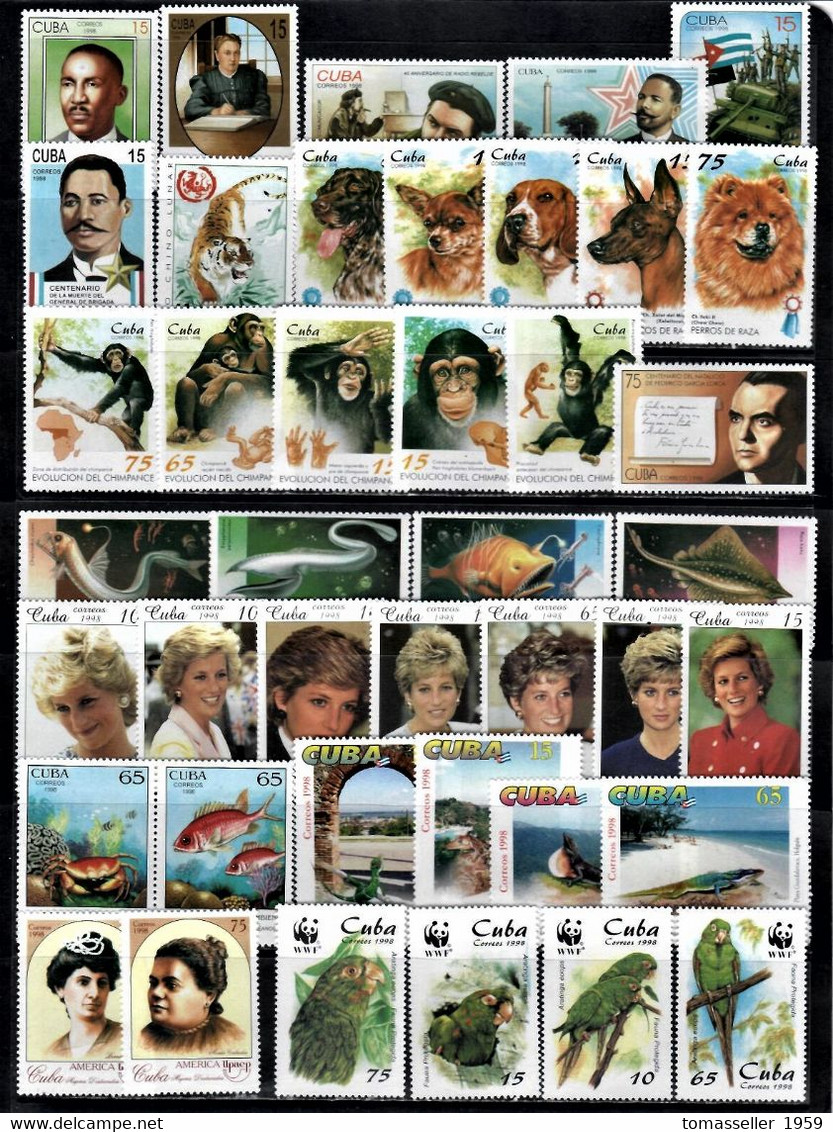 Cuba- 1998-  Year Set  33 Issues. MNH - Otros & Sin Clasificación