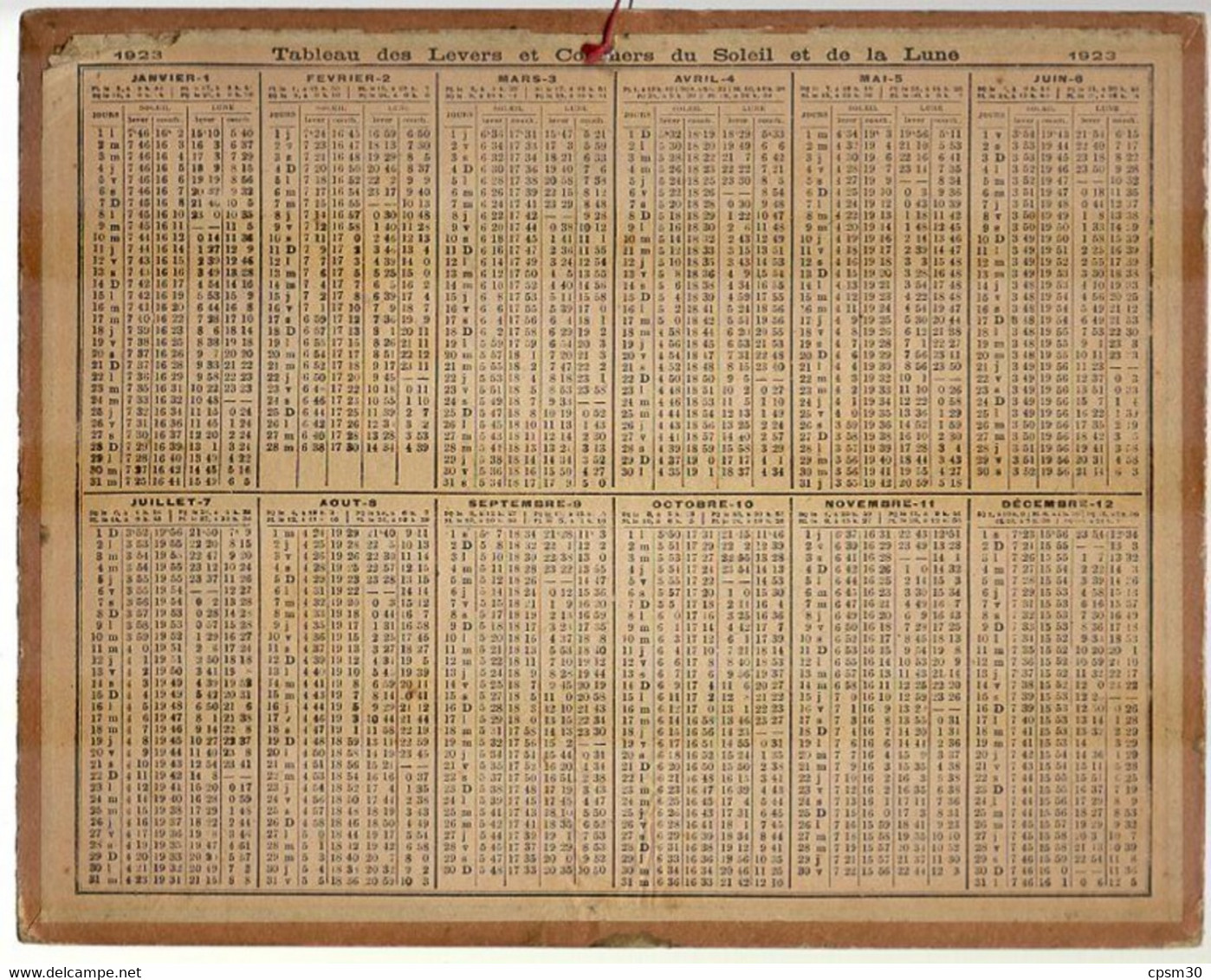 CALENDRIER GF 1923 - La Triolette (Basse-Normandie), Imprimeur Oberthur Rennes - Grand Format : 1921-40