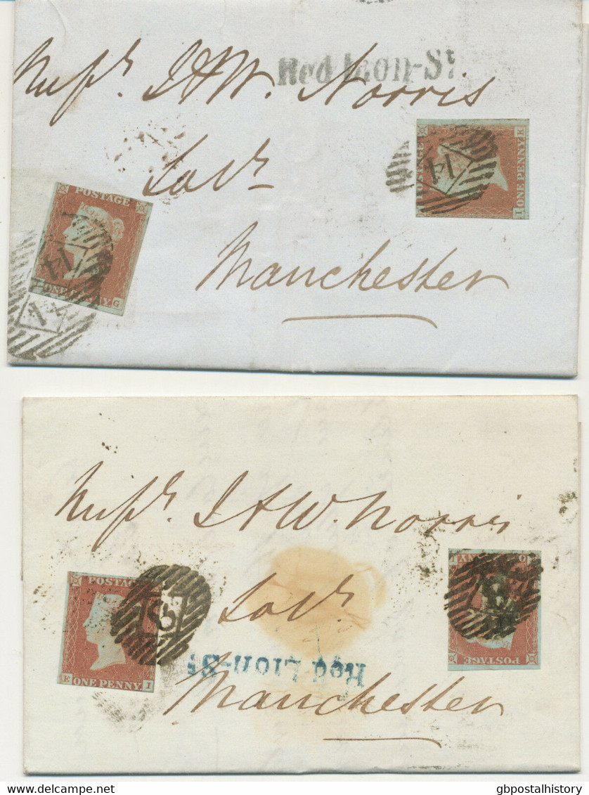 GB „Red Lion-St.“ In BLACK And BLUE (HOLBORN, LONDON WC) Two VF LATE FEE Cover - Lettres & Documents