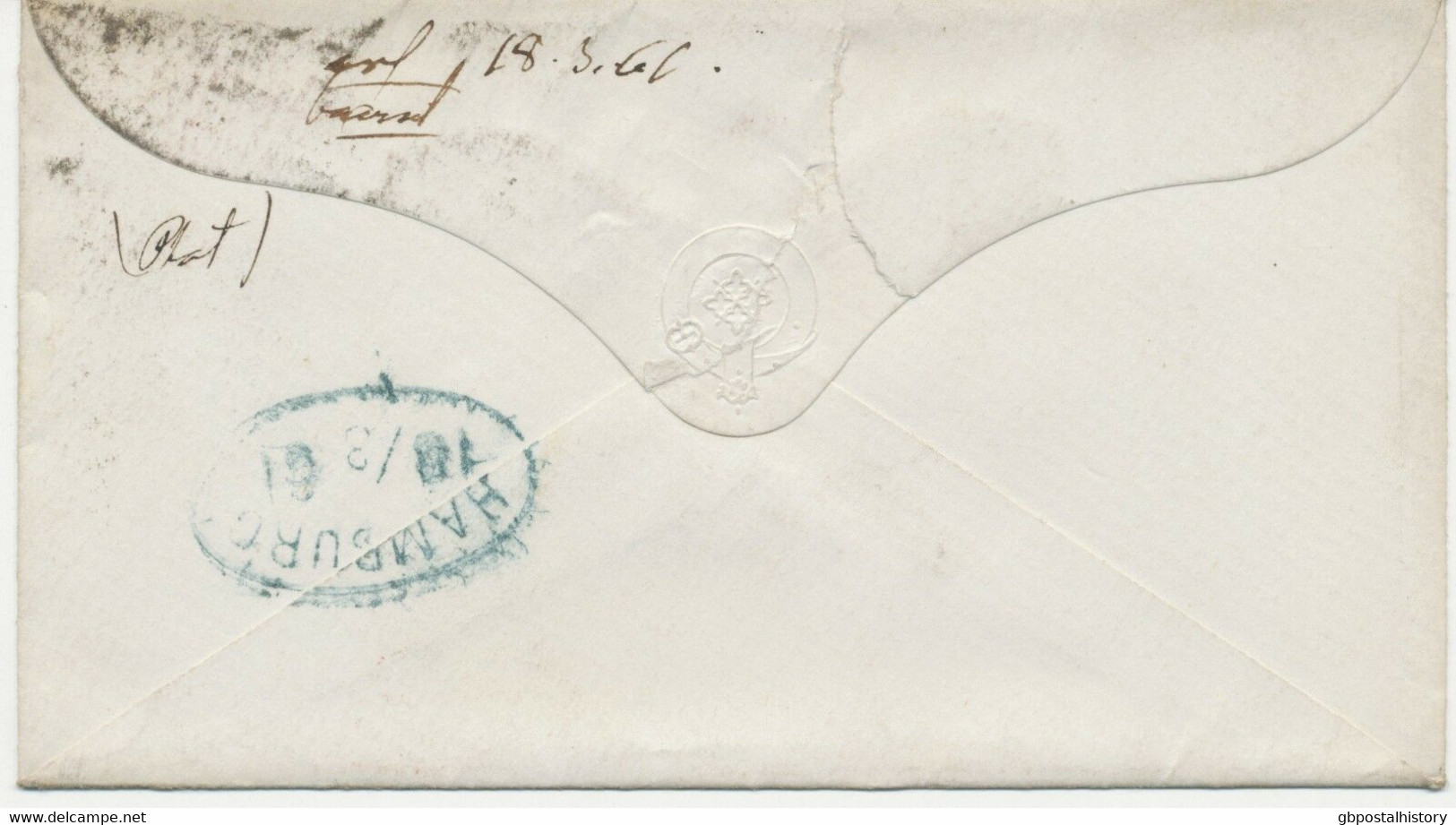 GB 1861 QV 2d Blue Pl.8 (3x GE,GI,GJ) Very Rare Multifranking Superb Cvr "79" - Covers & Documents