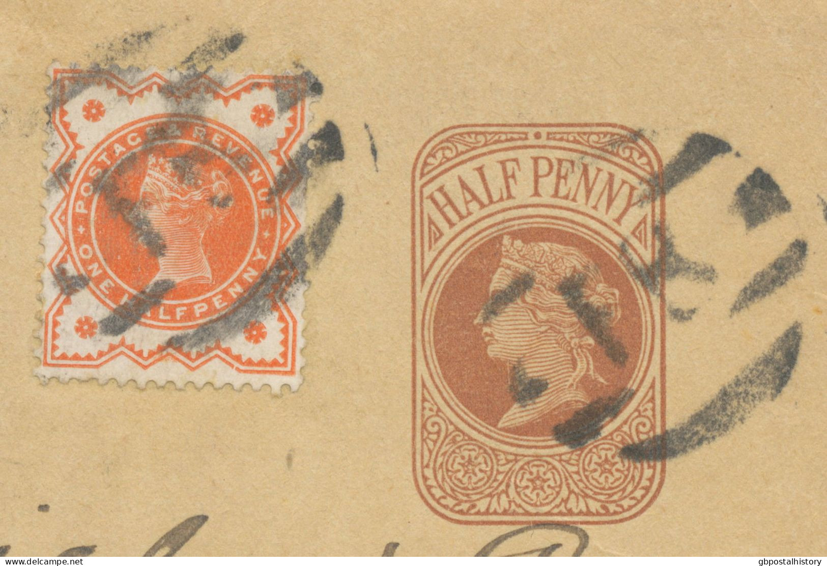 GB 189? QV 1/2 D Wrapper Uprated W 1/2 D Jubilee With VARIETY Framebreak, To SINGAPORE - Rare Destination - Lettres & Documents