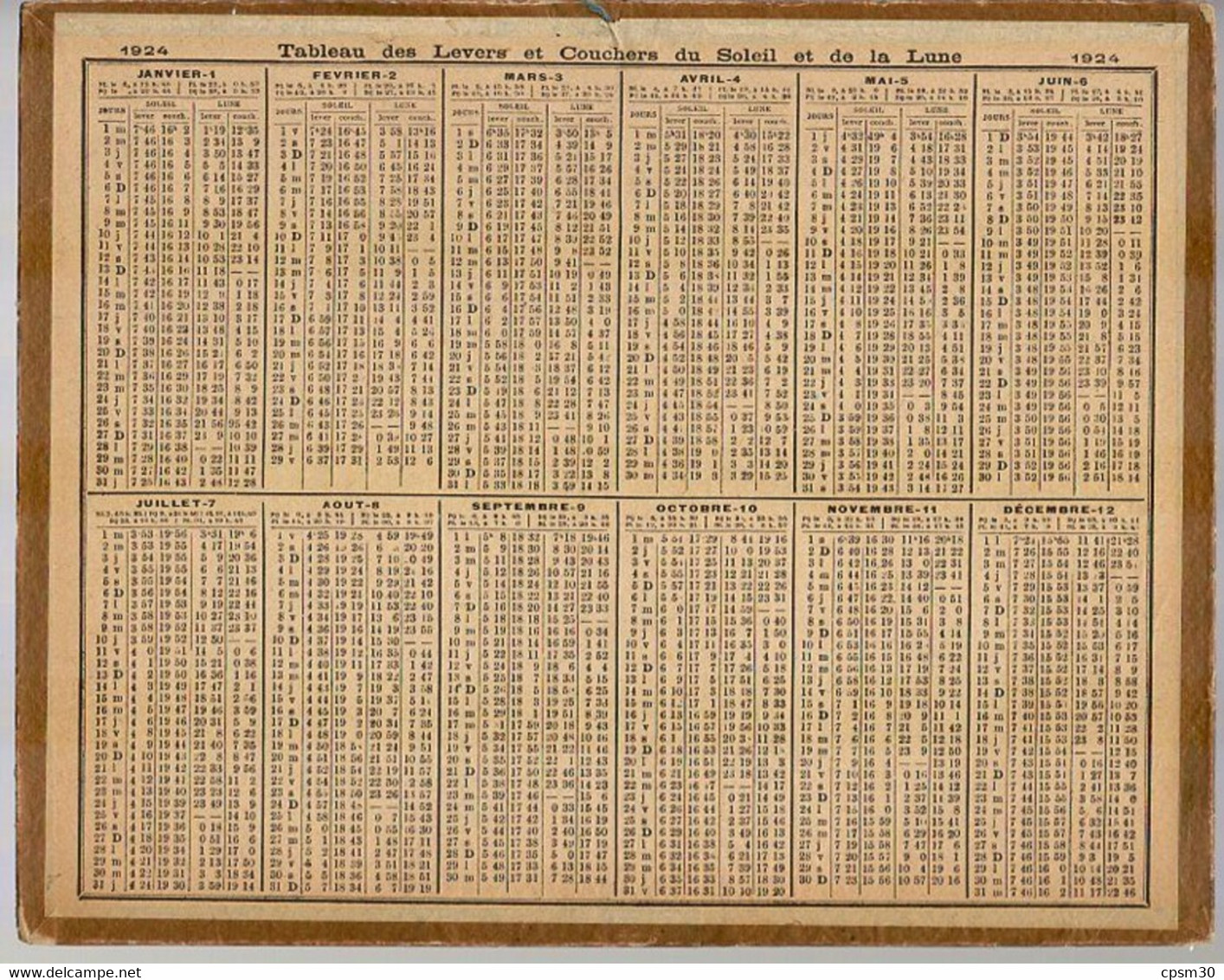 CALENDRIER GF 1924 - La Rentrée Des Bateaux (??Bretagne??), Imprimeur Oberthur Rennes - Grand Format : 1921-40