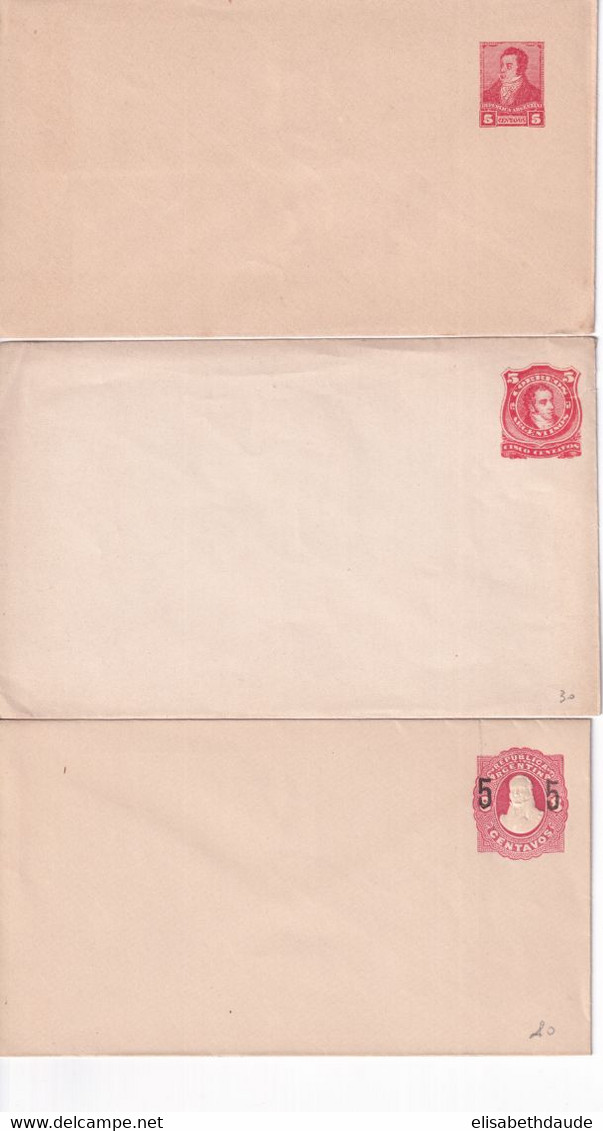 ARGENTINA - ENTIER POSTAL - 3 ENVELOPPES NEUVES - Postal Stationery