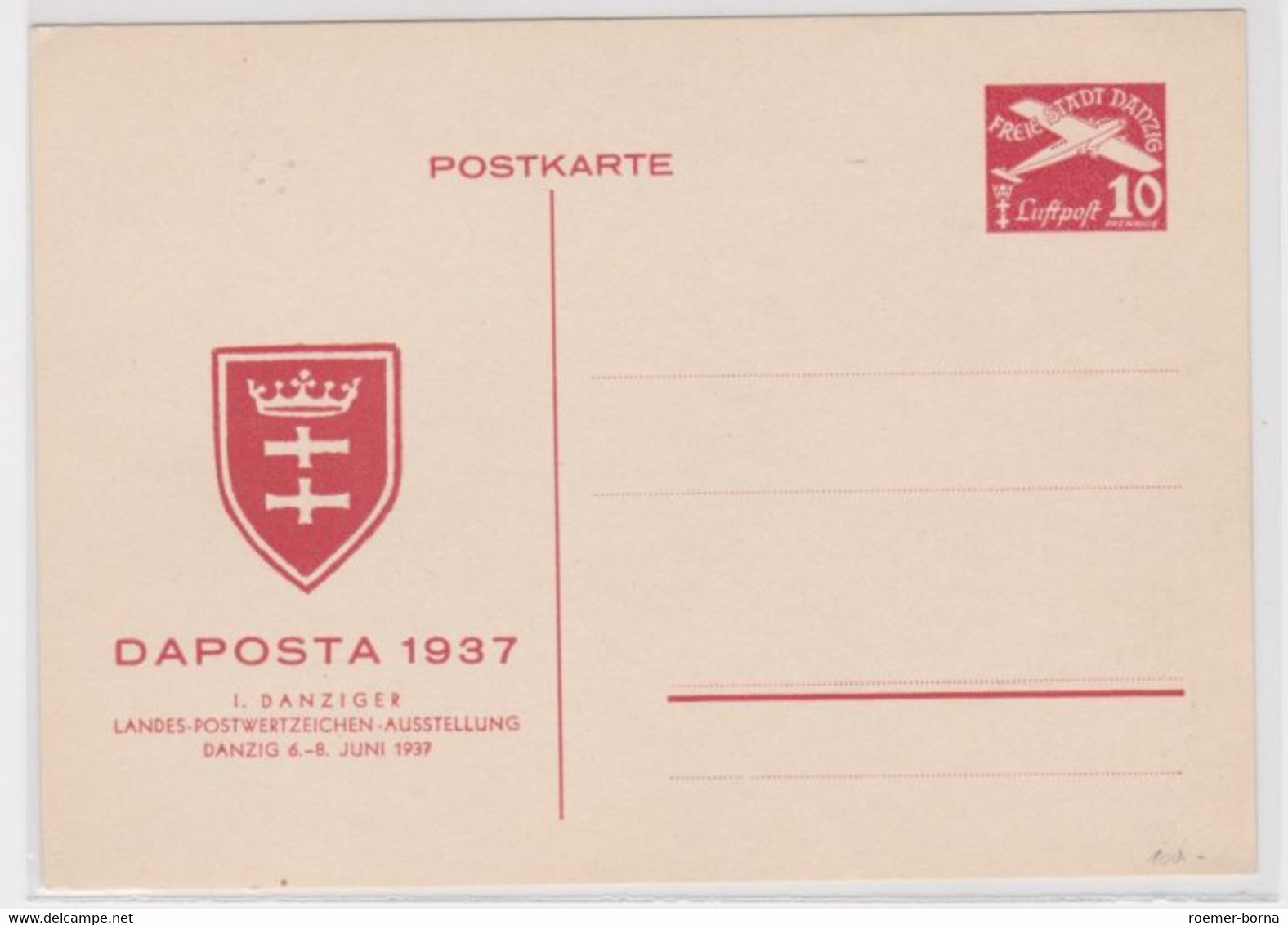 89581 Ganzsachen Ak Danzig DAPOSTA 1937 - Postal  Stationery