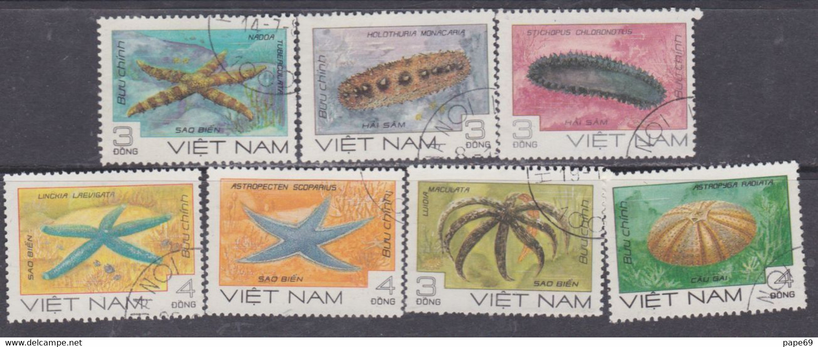 Vietnam N°  609 / 15 O  Animaux Marins, Les 7 Valeurs Oblitérées, TB - Vietnam