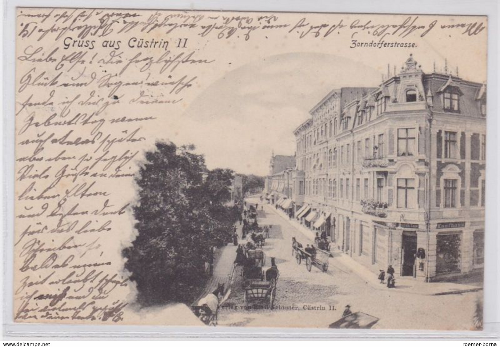 79784 Ak Gruß Aus Cüstrin Kostrzyn Nad Odra Zorndorferstrasse Mit Kaufhaus 1901 - Neumark