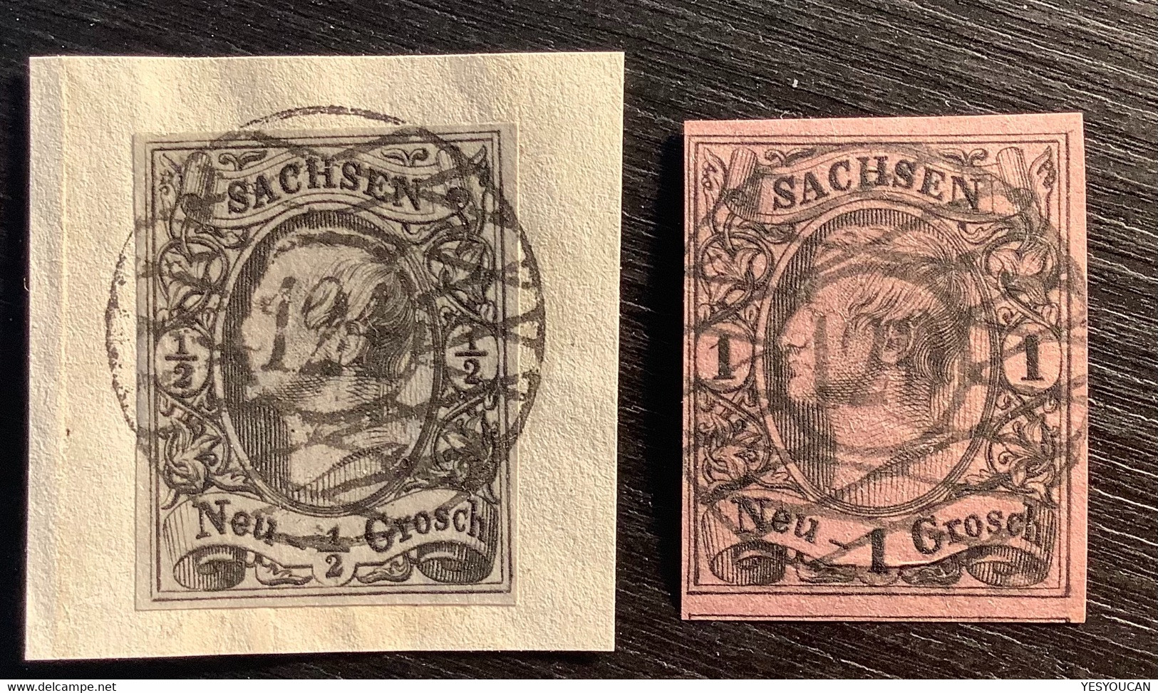 Sachsen Mi 8 I + 9 LUXUS ! 1855 Johann I 1/2 Ngr Und 1 Ngr;  Stpl 124 LUCKA BEI ALTENBURG, 120 JÖHSTADT - Saxony