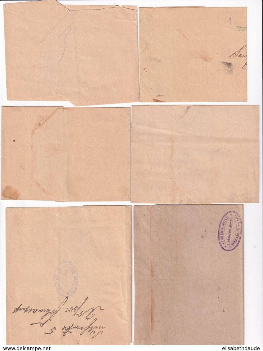 ARGENTINA - AVANT 1900 - ENTIER POSTAL - 6 BANDES COMPLETES VOYAGEES ! 3 => ALLEMAGNE (1 PAQUEBOT "SIRIO") - Interi Postali