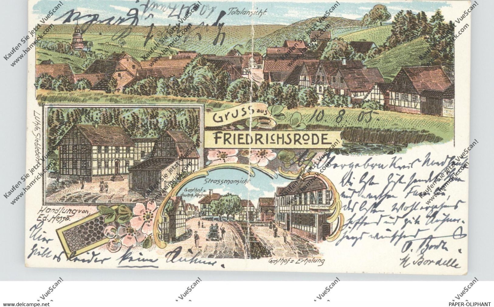 0-5401 HELBEDÜNDORF - FRIEDRICHSRODE, Lithographie, Mittelknick - Sondershausen