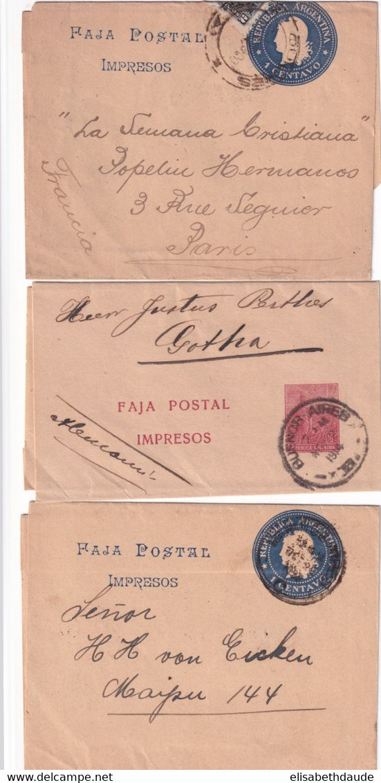 ARGENTINA - ENTIER POSTAL - 2 BANDES COMPLETES VOYAGEES ! - Postwaardestukken