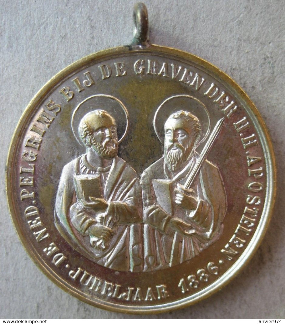 Médaille Papale Leon XIII – Leo XIII, Jubilé Des Saints Apôtres 1886 - Royaux/De Noblesse