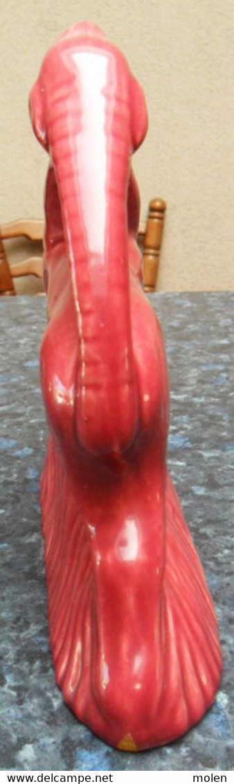 ANTIQUE ART DECO FAIENCE CAPRICORNE STATUE CERAMIQUE ROUGE * STEENBOK * CAPRICORN ? Fontinelle Dax Lejean Boch ? Z482 - Autres & Non Classés