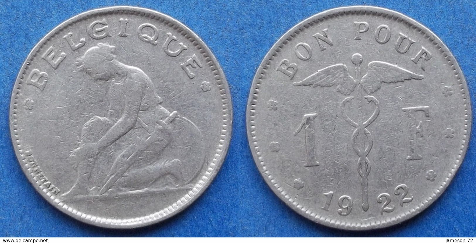 BELGIUM - 1 Franc 1922 French KM# 89 Albert I (1909-1934) - Edelweiss Coins - Sin Clasificación