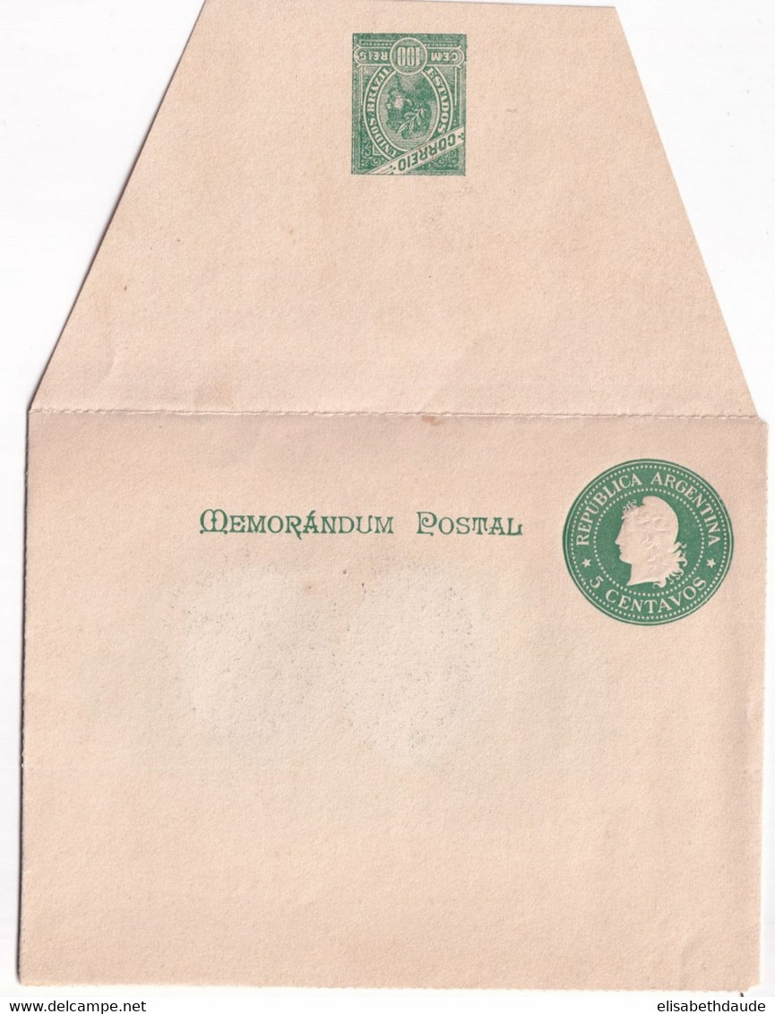 MIXTE ARGENTINE / BRESIL ! - 1900 - ENTIER POSTAL - CARTE MEMORANDUM ILLUSTREE PATRIOTIQUE (VOIR INTERIEUR !) - Postal Stationery