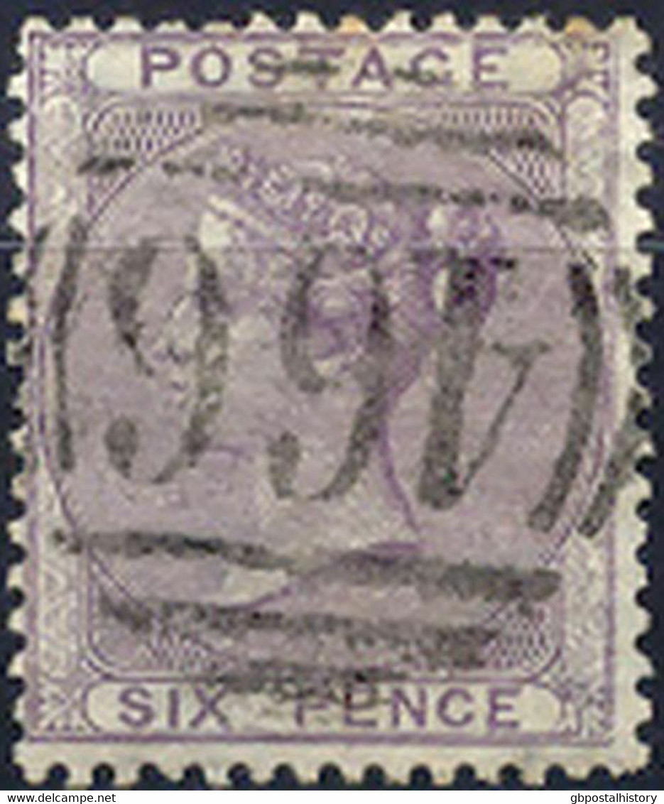 GB 1856 QV 6d Pale Lilac Wmk Emblems VFU W. Numeral "466" Liverpool GBP 125.- - Gebruikt