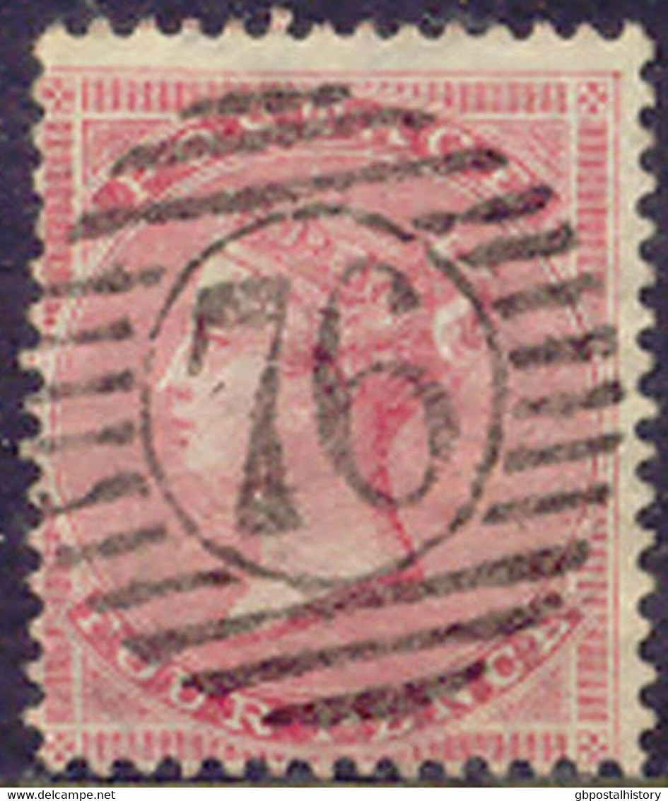 GB 1857 QV 4 D Rose-carmine Superb Used, "76" LONDON-cancellation (S.G. 66) - Gebruikt