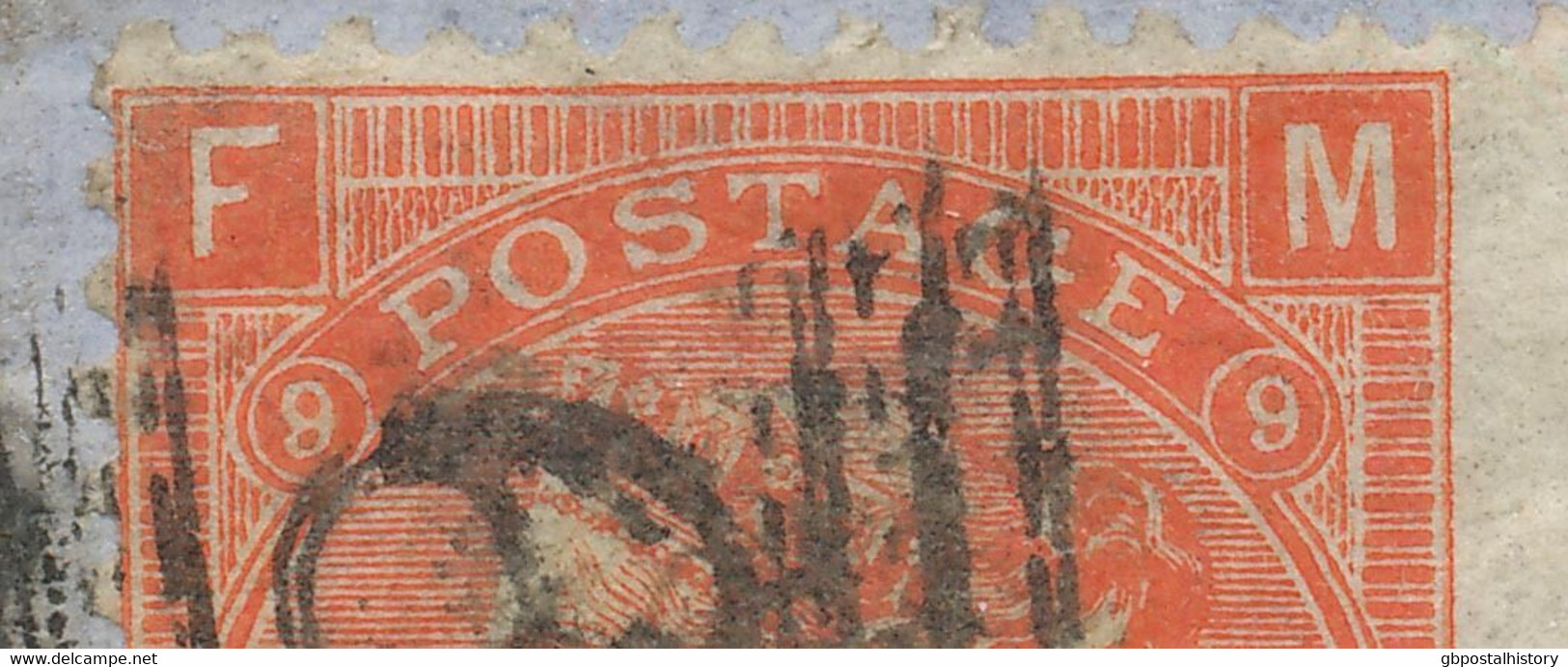 GB 1865 QV 4D Vermilion Plate 9 Wingmargin MAJOR VARIETY MIXED PLATE NO - Abarten & Kuriositäten