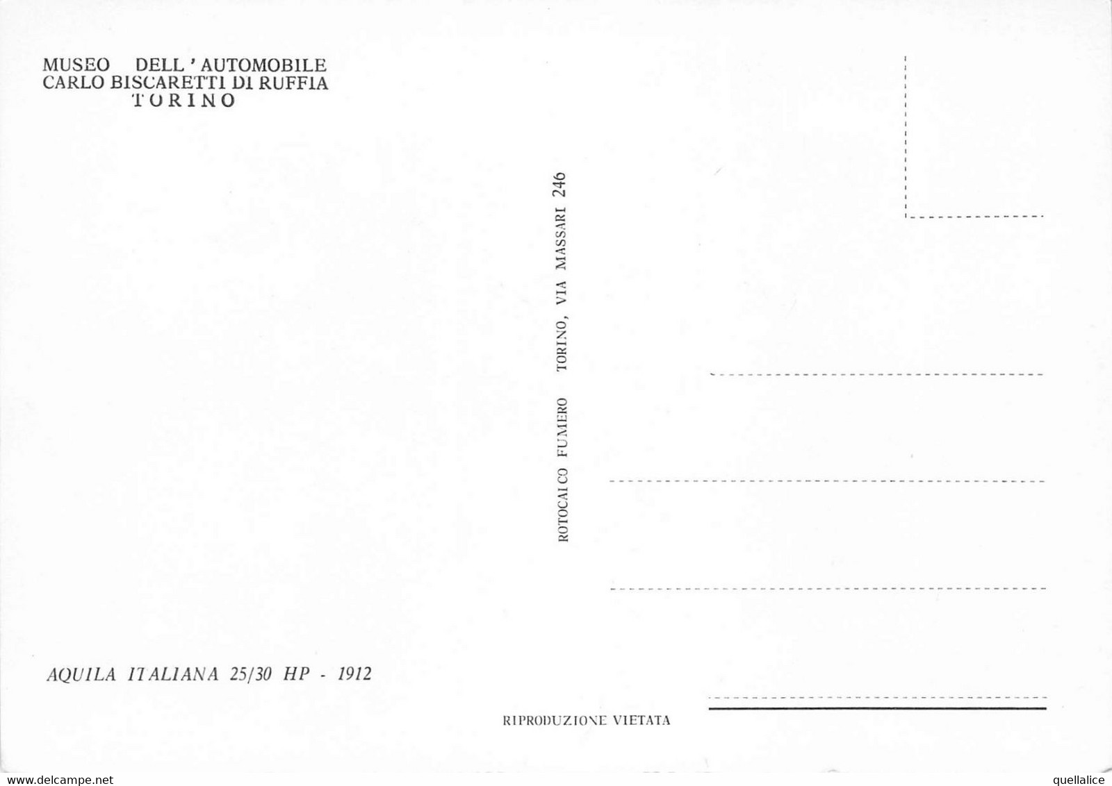 02429 "TORINO - MUSEO DELL'AUTOMOBILE - CARLO BISCARETTI DI RUFFIA - AQUILA ITALIANA 25/30 HP 1912"  CART NON SPED - Museen
