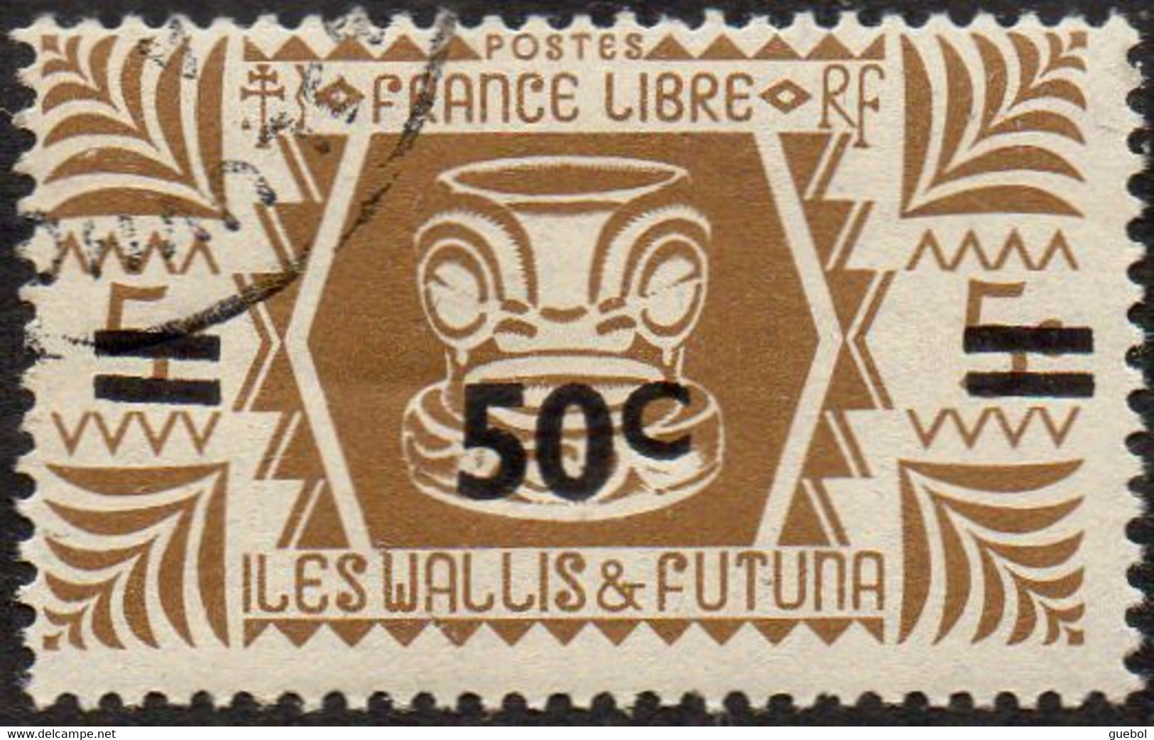 Wallis Et Futuna Obl. N°  148 - Série De Londres. 50c Sur 5c Bistre-brun - Used Stamps