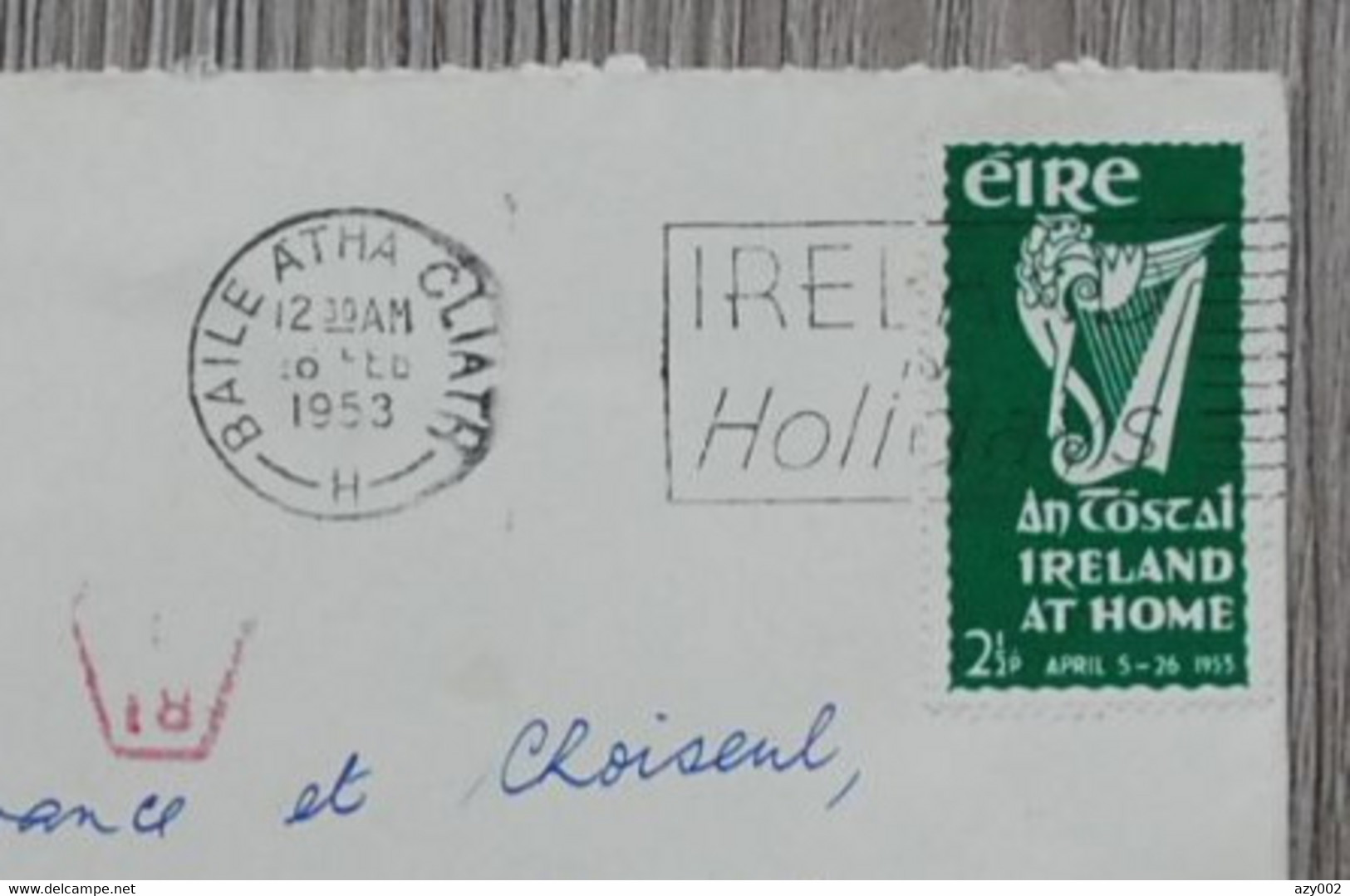 IRLANDE - Enveloppe 1953 Timbre(Harpe Celtique) N° 118 Pour Paris - Taxée En France (Timbre Taxe Gerbe 20F) - Lettres & Documents