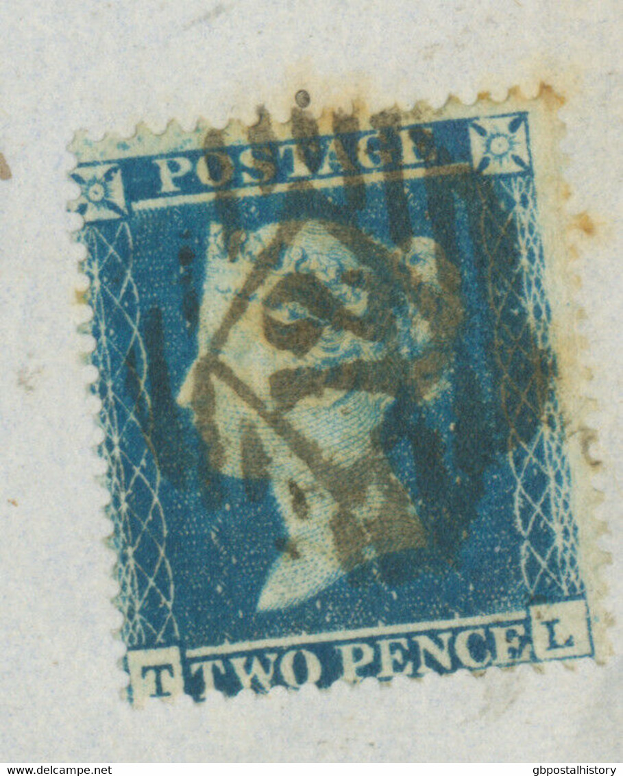 GB 1854 QV 2d Pale Blue Pl.4 ('TL') Superb Env Numeral Cancel "12" = LONDON - Briefe U. Dokumente