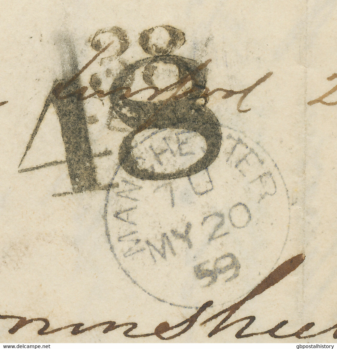 GB 1859 Superb Maritime Mail MANCHESTER – LIVERPOOL - BOSTON, USA - Storia Postale