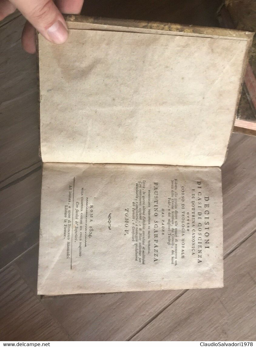 DECISIONI DI CASI DI COSCIENZA DOTTRINA CANONICA-SCARPAZZA Teologia 1804 Tomo 5 - Libri Antichi