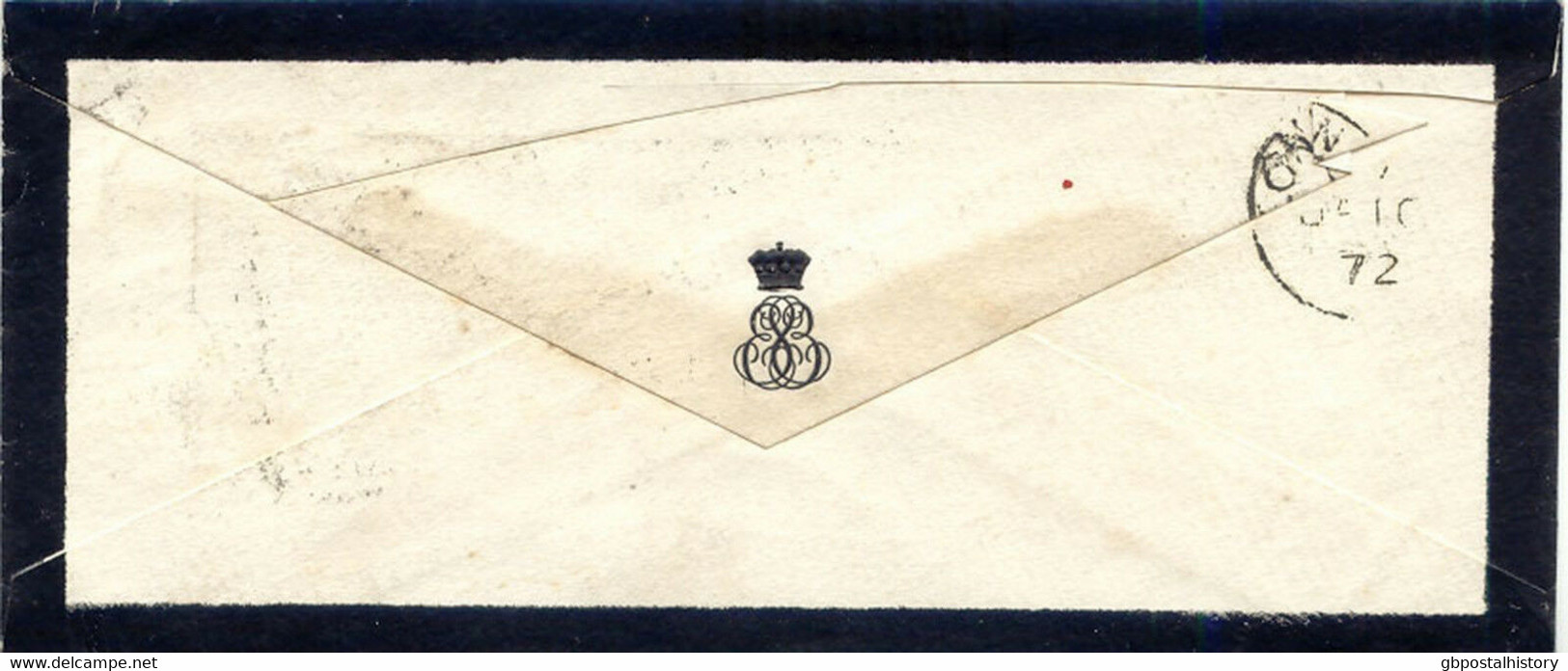 GB 1872 QV 1/2 D. Pl. 8 Vertical Pair 'OT-PT', Extremely Rare Multiple Postage - Covers & Documents