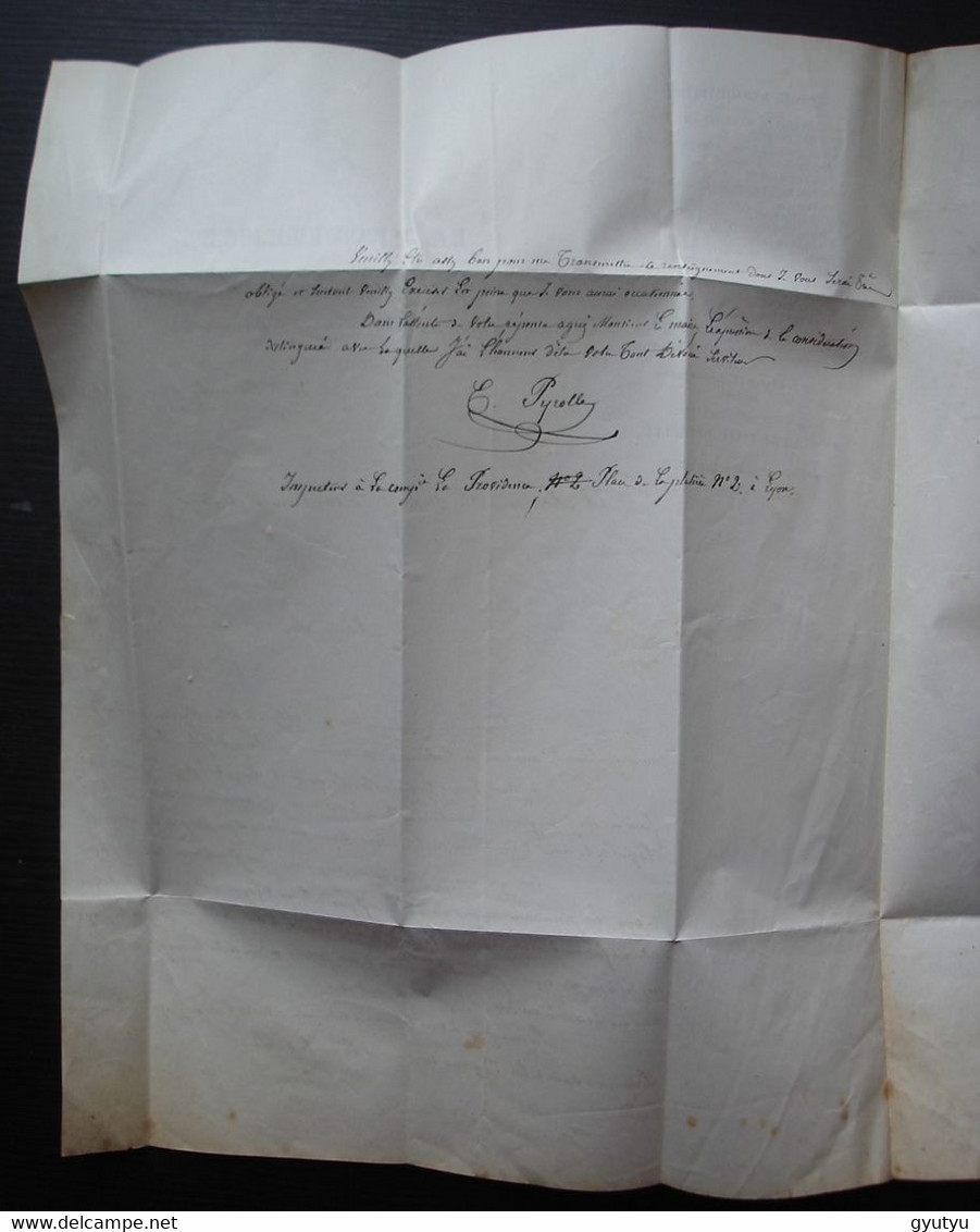 Lyon A 1857 Lettre Pour Le Maire De Cessieu, Arrondissement De Bourgoin (Isère) - 1849-1876: Période Classique