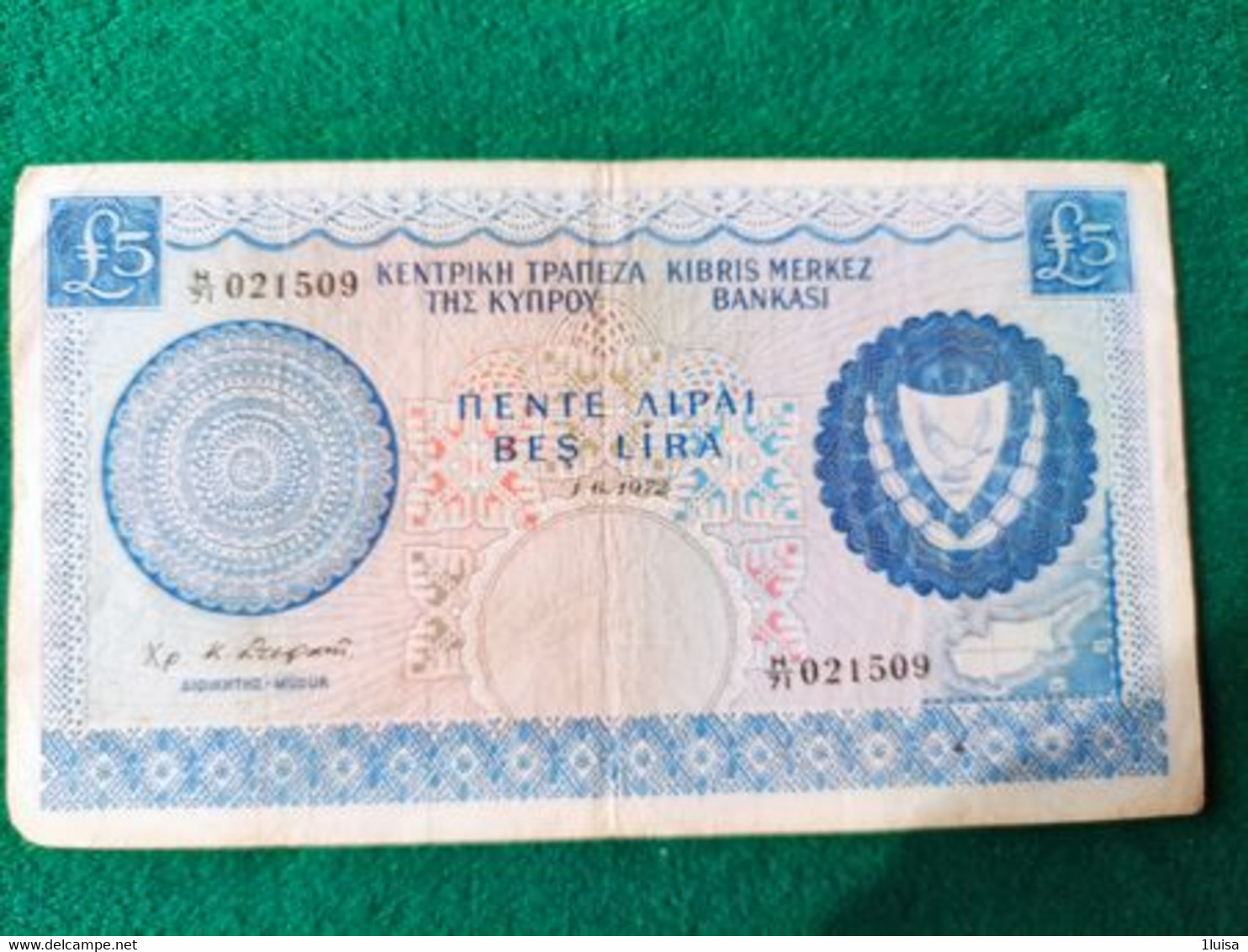 Cipro 5 Lirs 1972 - Cyprus