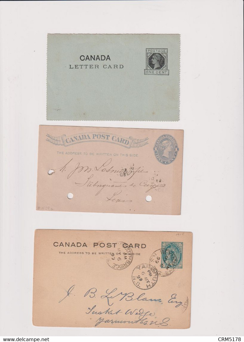 Lot 11 Entiers CANADA S/ CPA Oblitérés Ou Non-dates Différentes-1/ 1890 - Andere & Zonder Classificatie