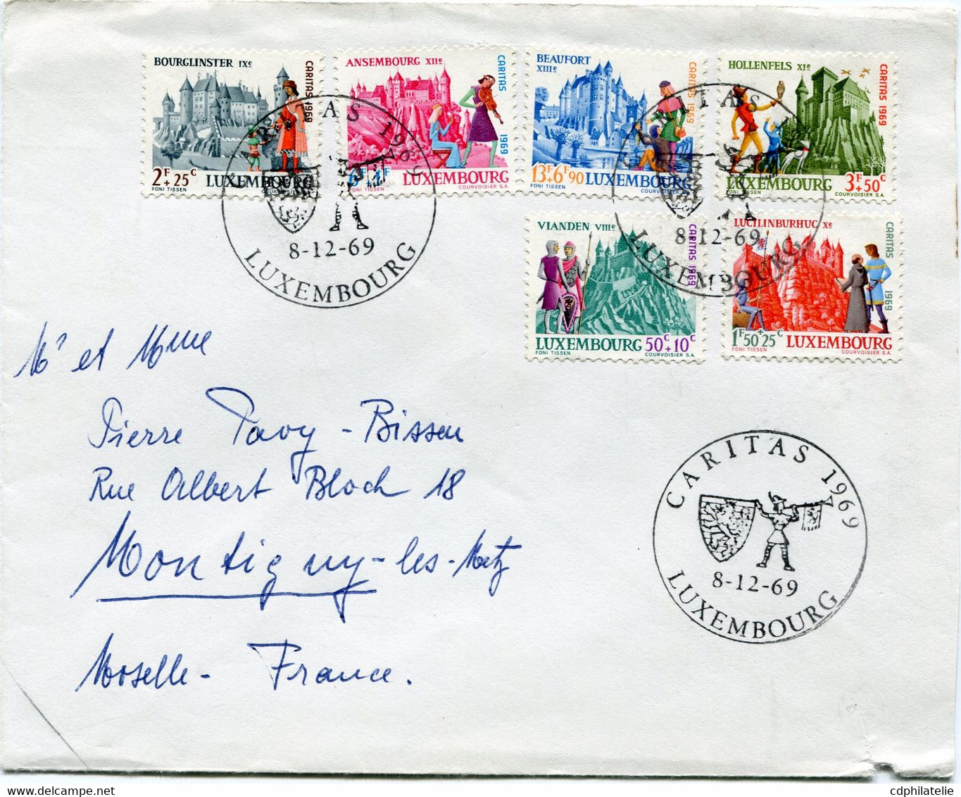 LUXEMBOURG LETTRE DEPART CARITAS 1969  8-12-69 LUXEMBOURG POUR LA FRANCE - Andere & Zonder Classificatie