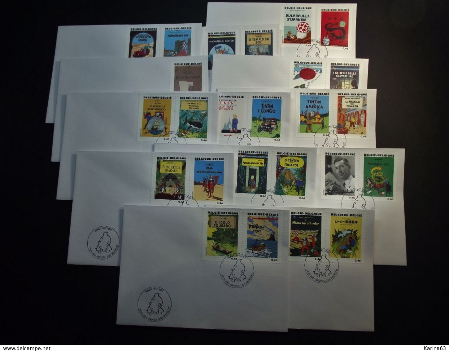 Belgie - Belgique - 2007 - OPB 3636/60 - Verjaardag Hergé - 13 Enveloppes Afgestempeld  19.05.2007 Brussel Bruxelles - Used Stamps
