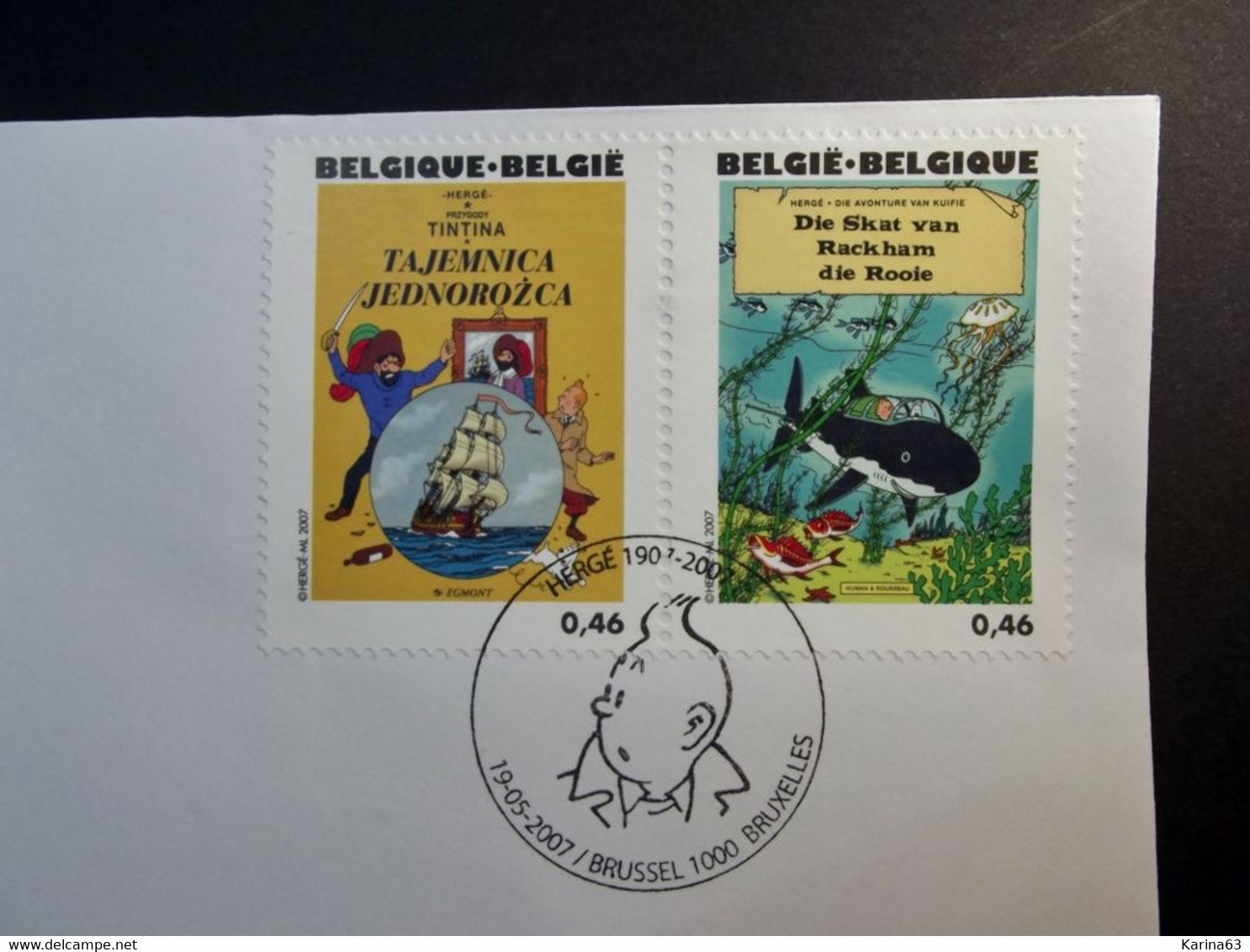 Belgie - Belgique - 2007 - OPB 3636/60 - Verjaardag Hergé - 13 Enveloppes Afgestempeld  19.05.2007 Brussel Bruxelles - Used Stamps