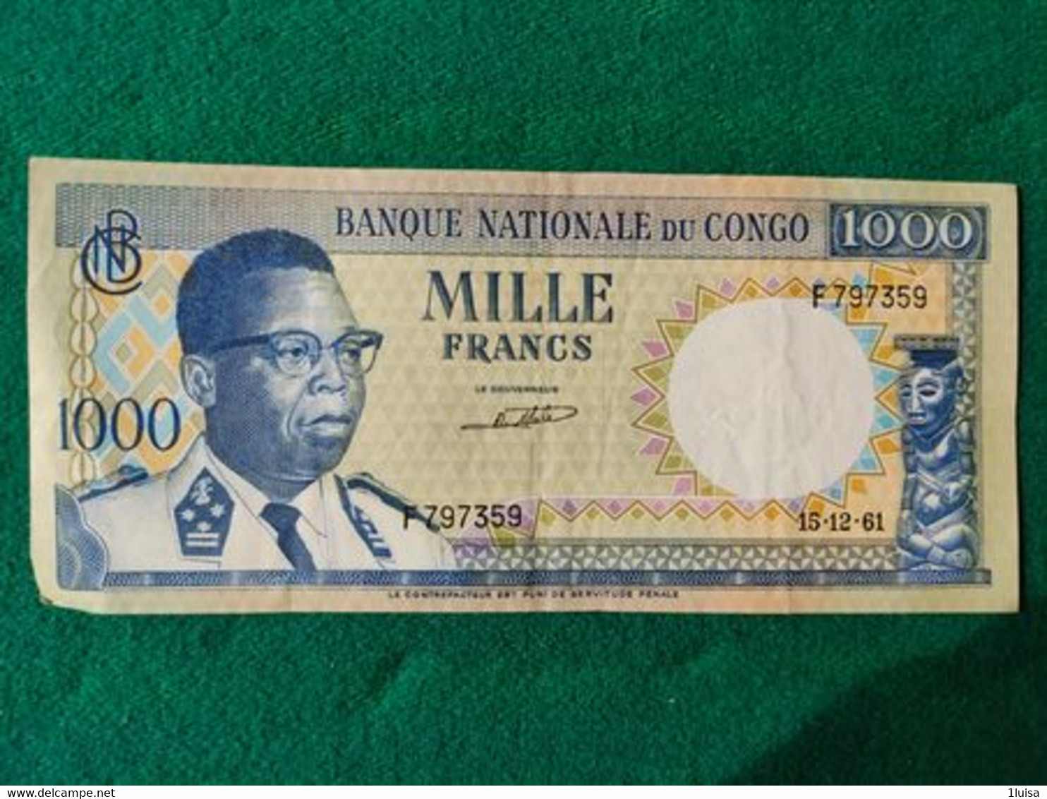 Congo 1000 Francs  1961 - Republiek Congo (Congo-Brazzaville)