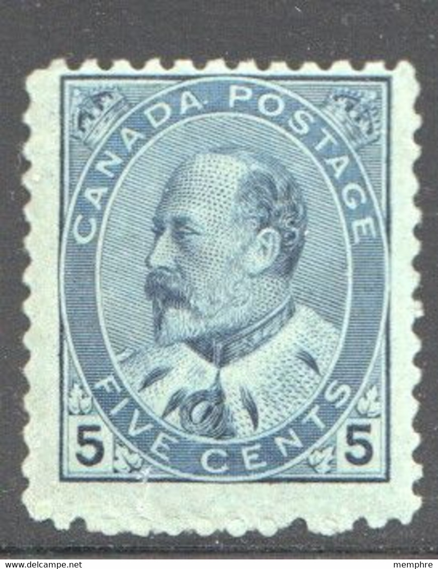 1903  Edward VII  5 ¢  Blue On Bluish  Scott 91   MNH ** - Unused Stamps