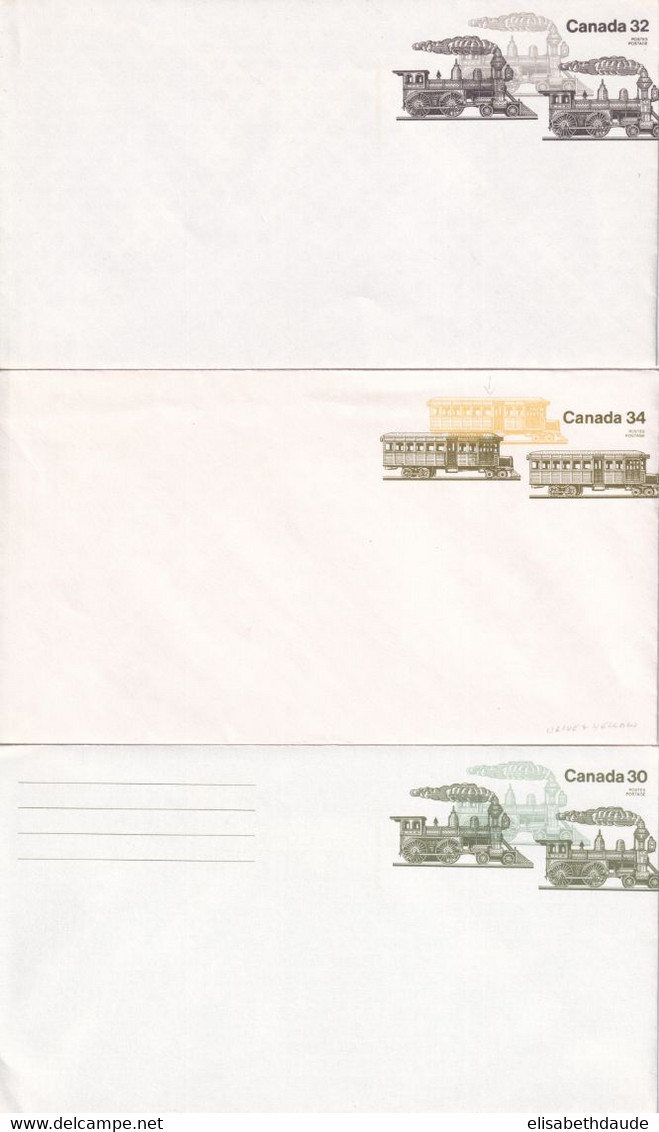 CANADA - ENTIER POSTAL - 3 ENVELOPPES THEME TRAINS NEUVES ! - 1953-.... Règne D'Elizabeth II