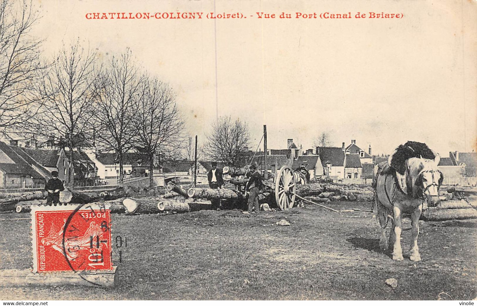 21-5149 : CHATILLON-COLLIGNY. VUE DU PORT SUR LE CANAL DE BRIARE. TRANSPORT DE BOIS. METIER DU BOIS - Chatillon Coligny