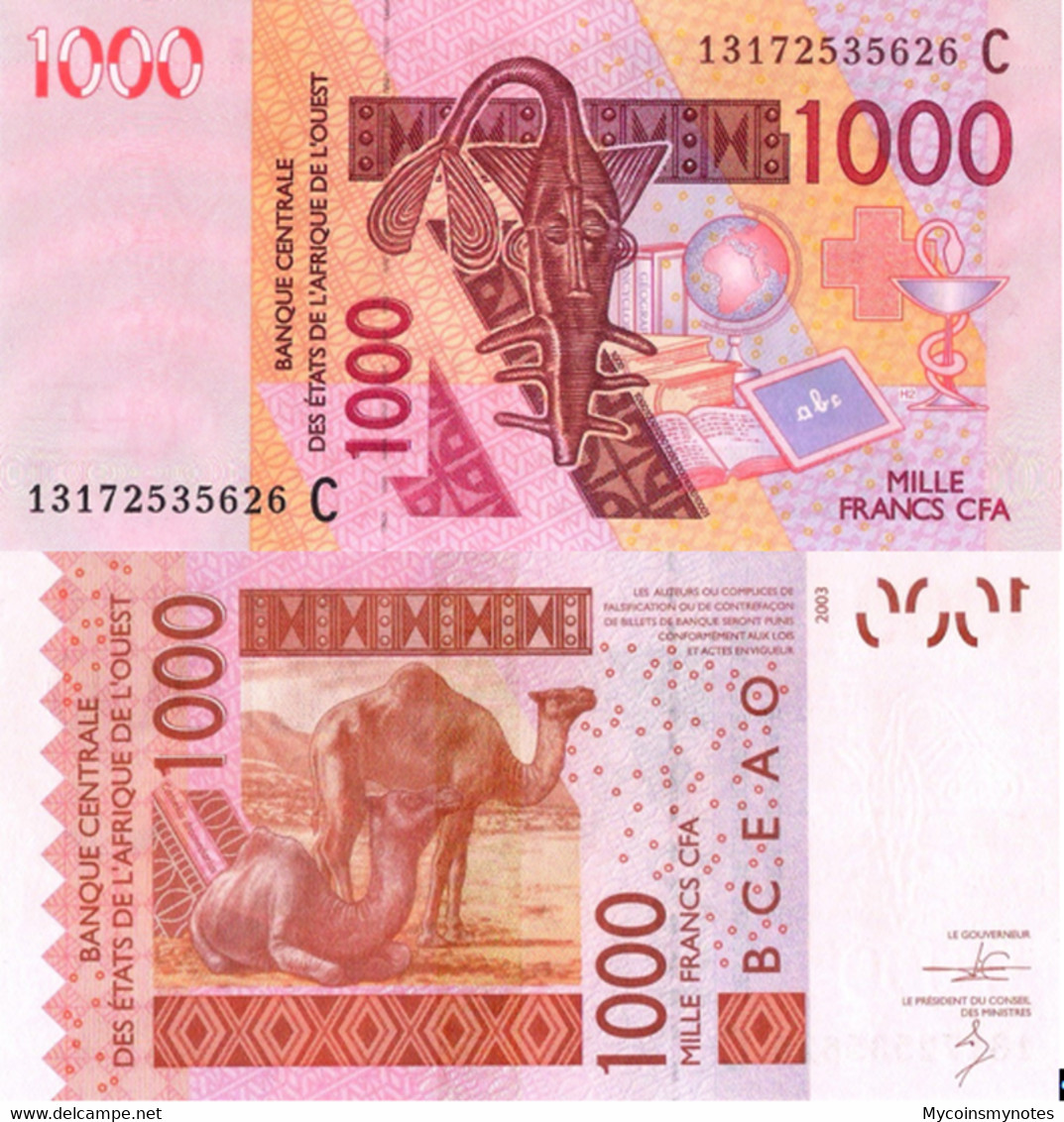 WEST AFRICAN STATES, BURKINA FASO, 1000 Francs, 2013, Code C, P315Cm, UNC - États D'Afrique De L'Ouest