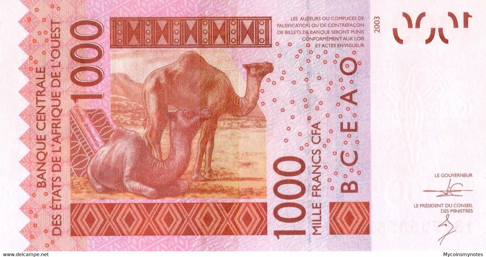 WEST AFRICAN STATES, BURKINA FASO, 1000 Francs, 2013, Code C, P315Cm, UNC - West African States