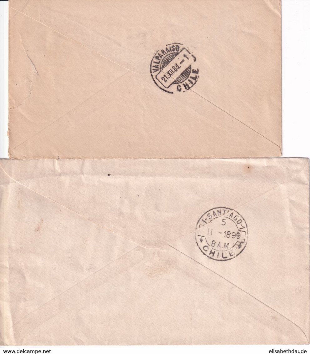 CHILI - 1888 + 1899 - ENTIER POSTAL - 2 ENVELOPPES De CHILLAN ! Et PARRAL ! TARIF INTERIEUR - Cile