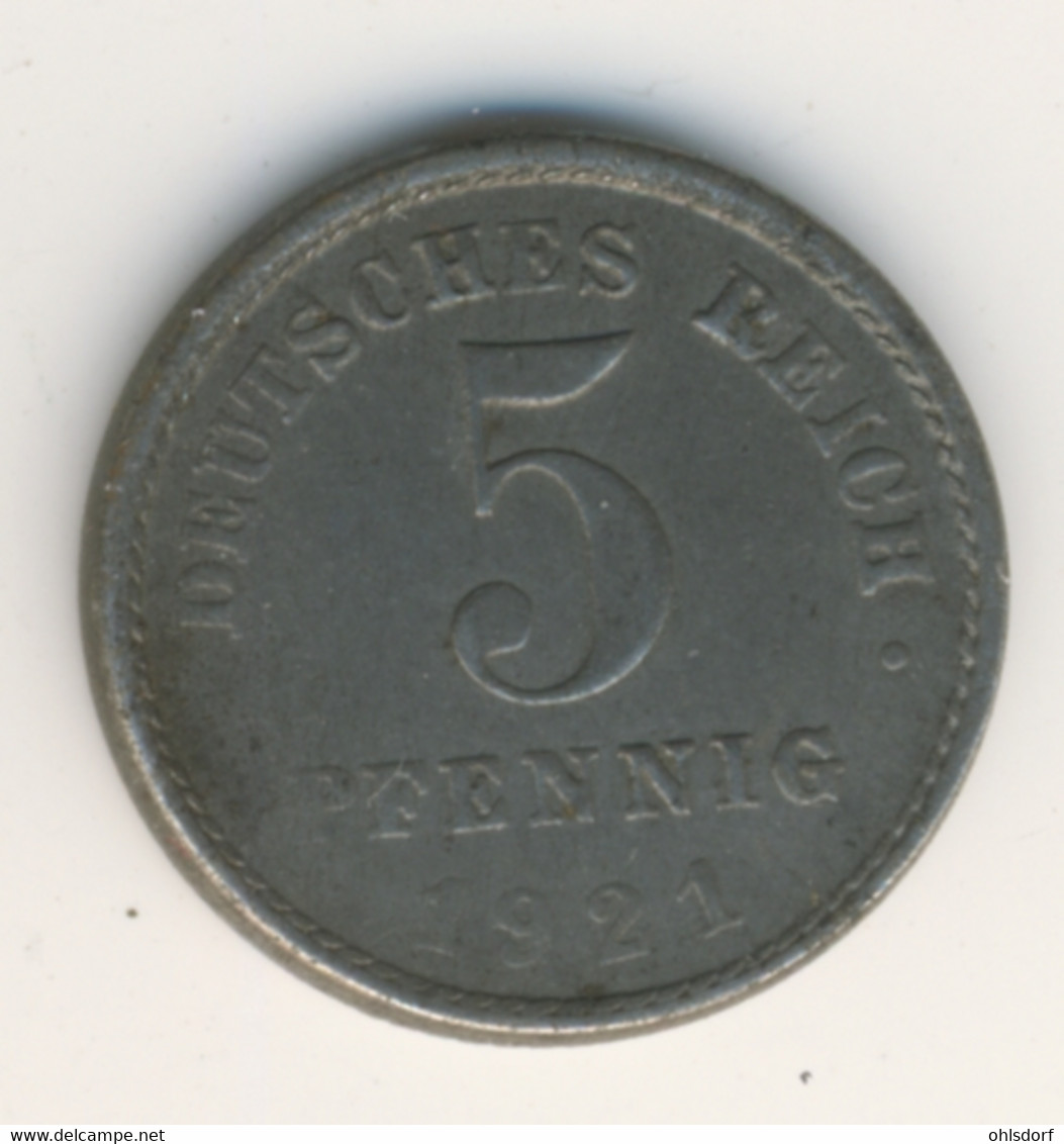 DEUTSCHES REICH 1921 E: 5 Pfennig, KM 19 - 5 Rentenpfennig & 5 Reichspfennig