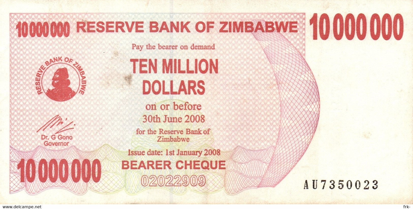 ZIMBABWE 10000000 DOLLARS CIRCULATED - Macao