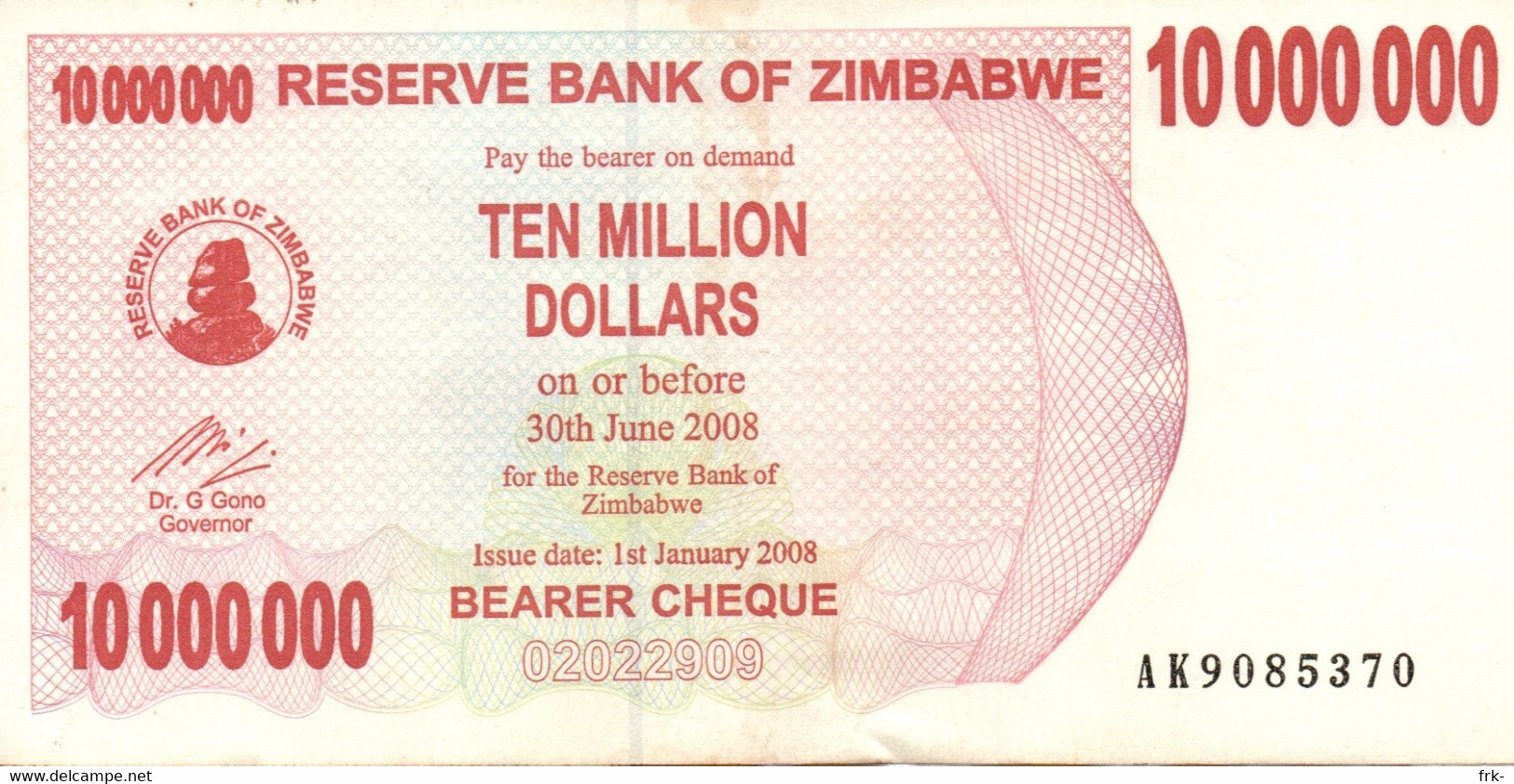 ZIMBABWE 10000000 DOLLARS CIRCULATED - Macao