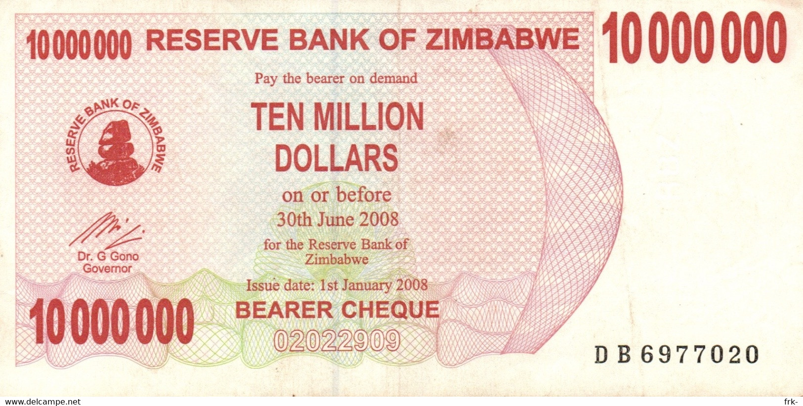 ZIMBABWE 10000000 DOLLARS CIRCULATED - Macao